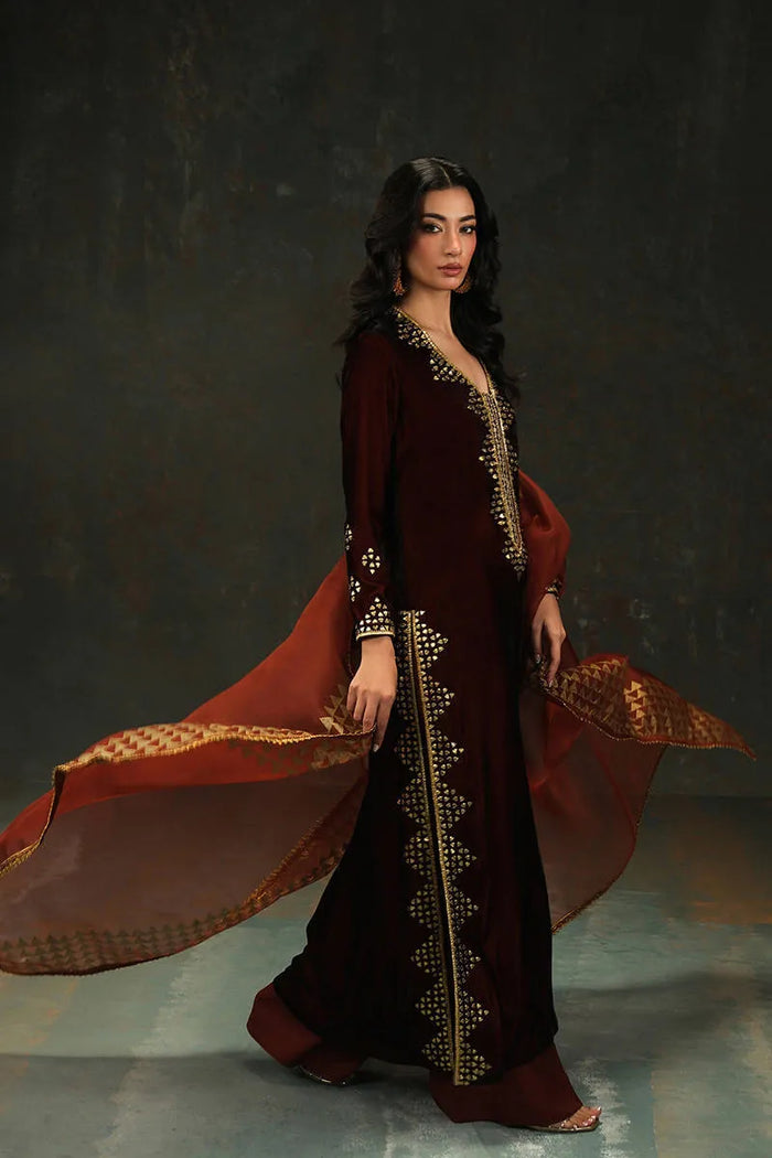 Embroidered Jacket Style Dress - Brown